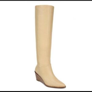 Vince Over-the-Knee Marlow Wedge Heel Boot Size 8M Tan Leather Originally $560